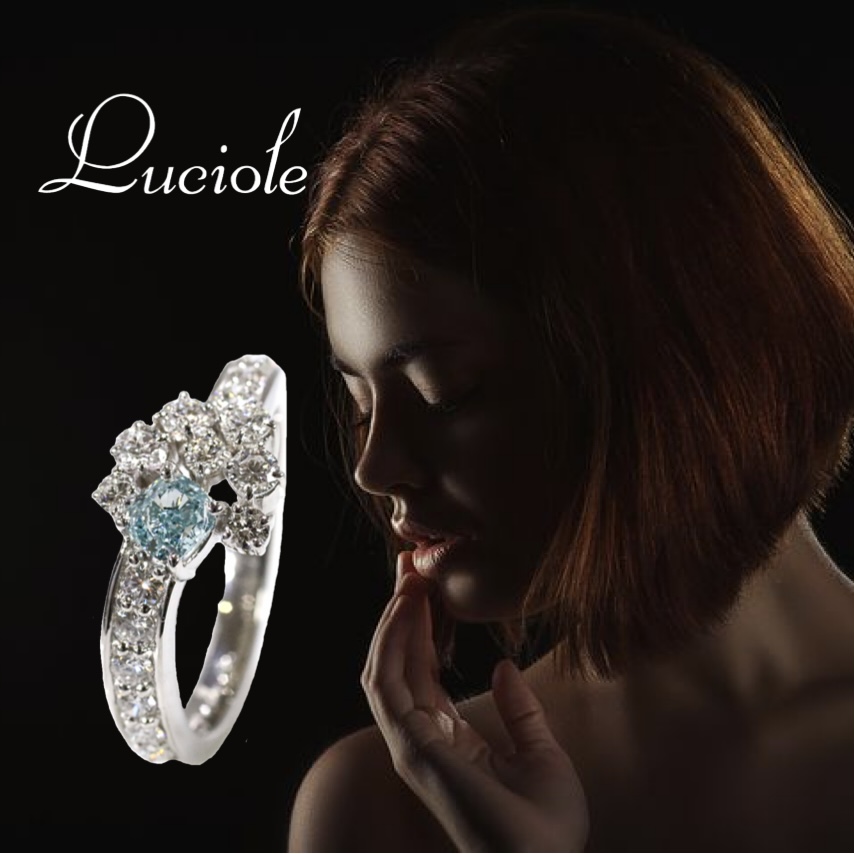 Luciole Collection 117 スペシャルな Greenish Blue Diamond Ring