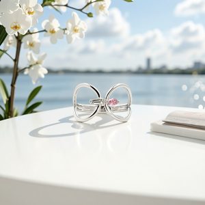 「水面に映る光のように、しなやかに。 0.12ctの純粋な煌めきが、あなたの指先で物語を紡ぎ出す。」